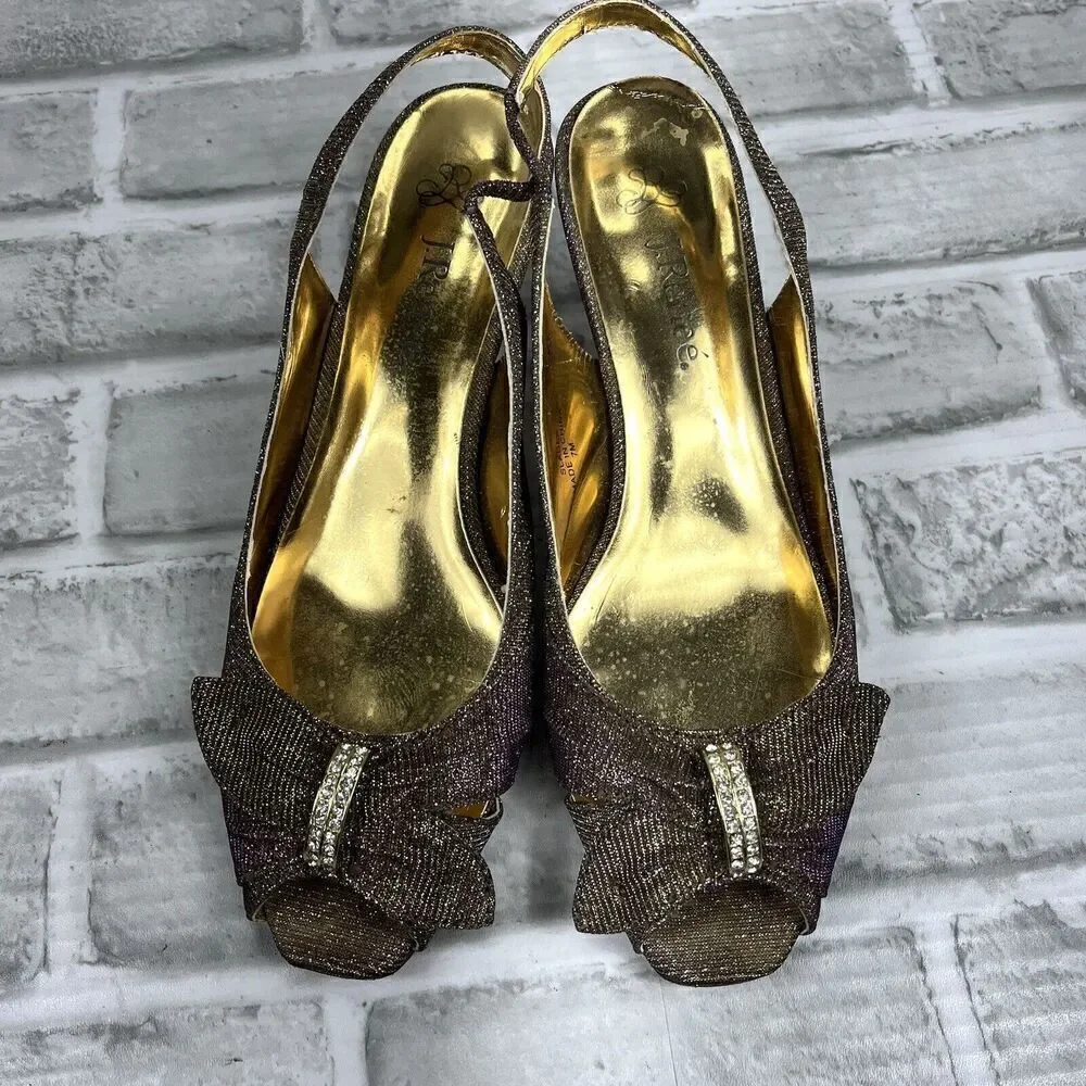 J Renee Slader Women’s Size 7 Colorful Shimmer Slingback Kitten Heel Shoes